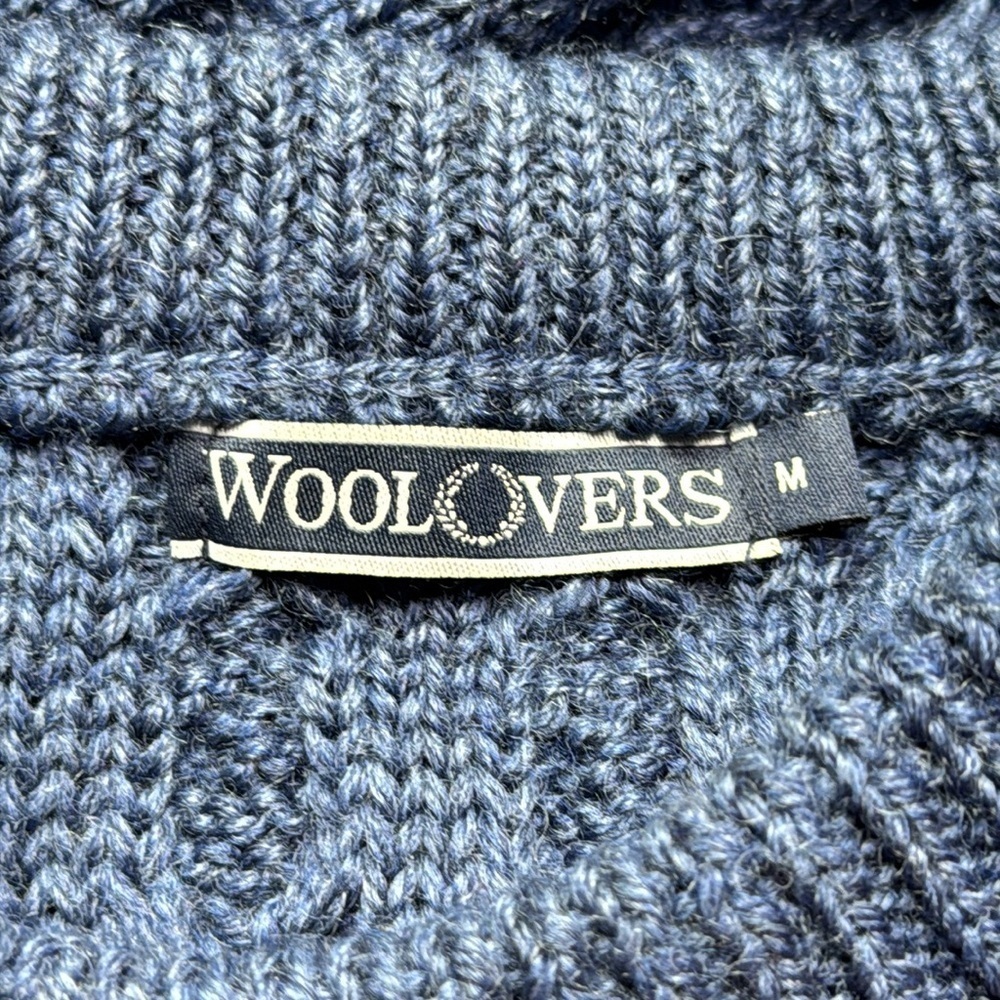 Woolovers Blue Wool Fisherman Sweater Size Medium - Picture 7 of 9